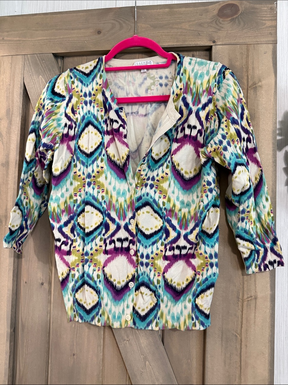 Multicolor Ikat Print Button-Front Women’s Top
